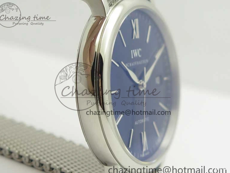 MIROTIME 0307 Portofino IW356501 SS V3 MK 1:1 Best Edition Blue Dial On SS Mesh Bracelet MIYOTA Timeless 7194